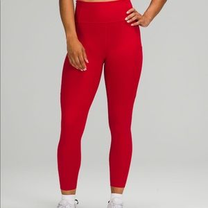 Dark Red lululemon Fast + Free Tights 25”